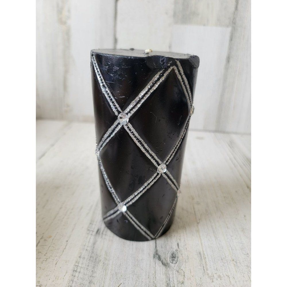 Black Halloween gem silver candle patterned home‎ decor